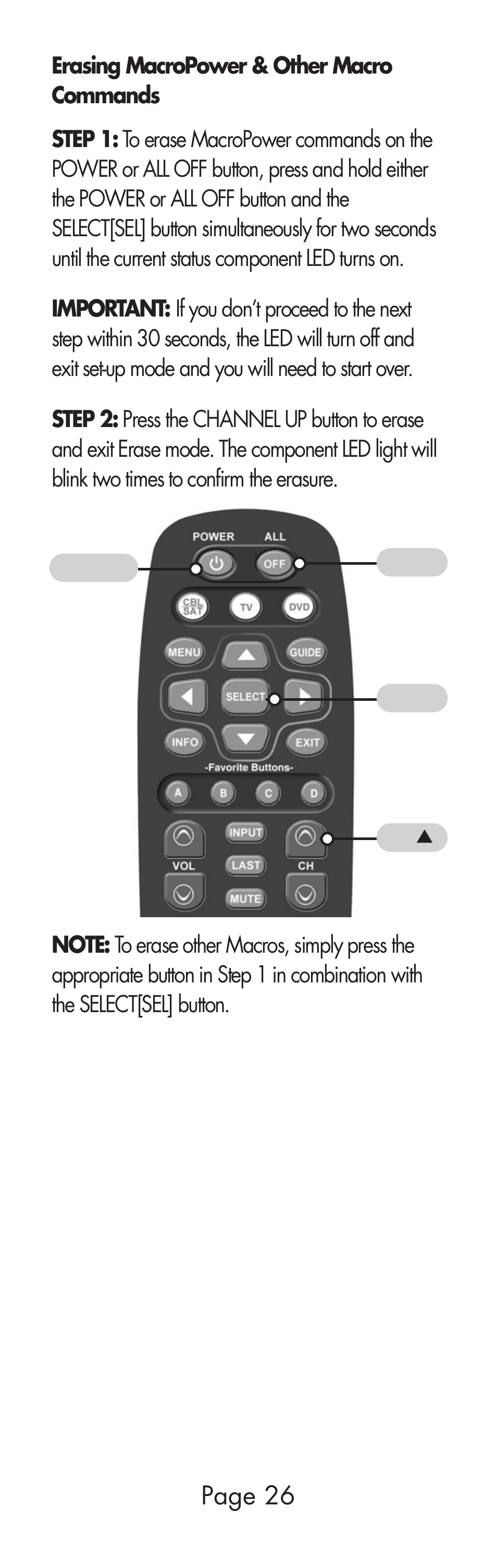 Page 26 | Universal Remote Control (URS) URC-SR3 User Manual | Page 26 / 44