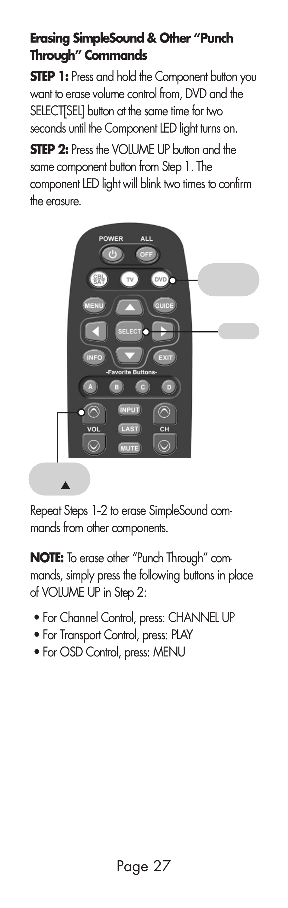 Page 27 | Universal Remote Control (URS) URC-SR3 User Manual | Page 27 / 44