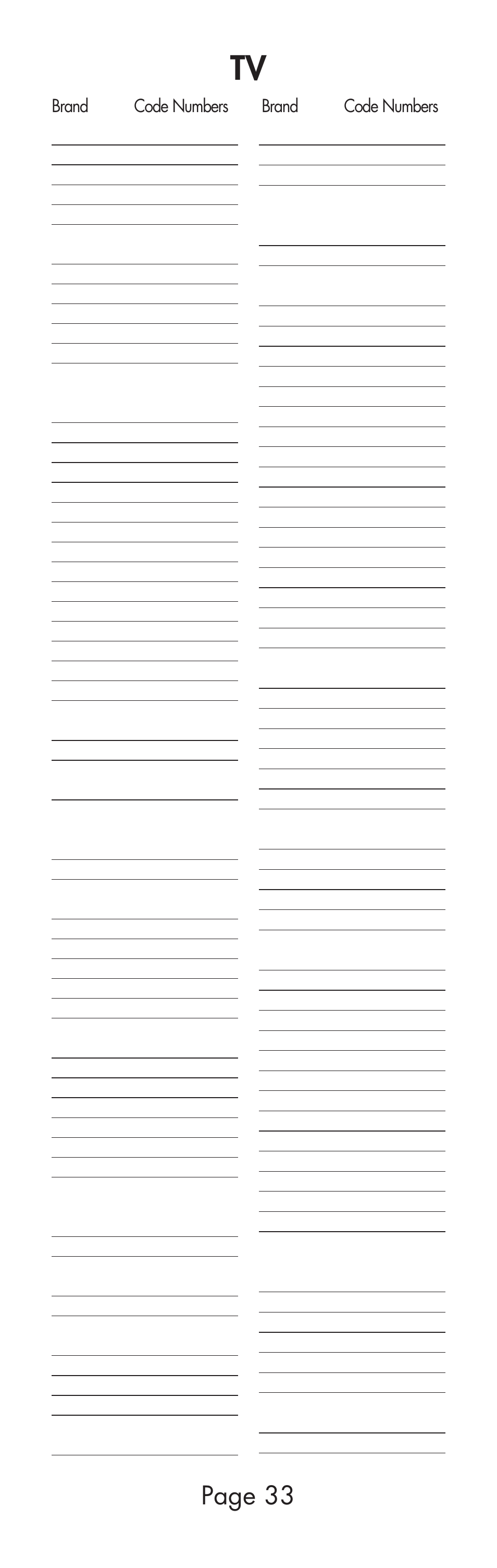 Page 33 | Universal Remote Control (URS) URC-SR3 User Manual | Page 33 / 44