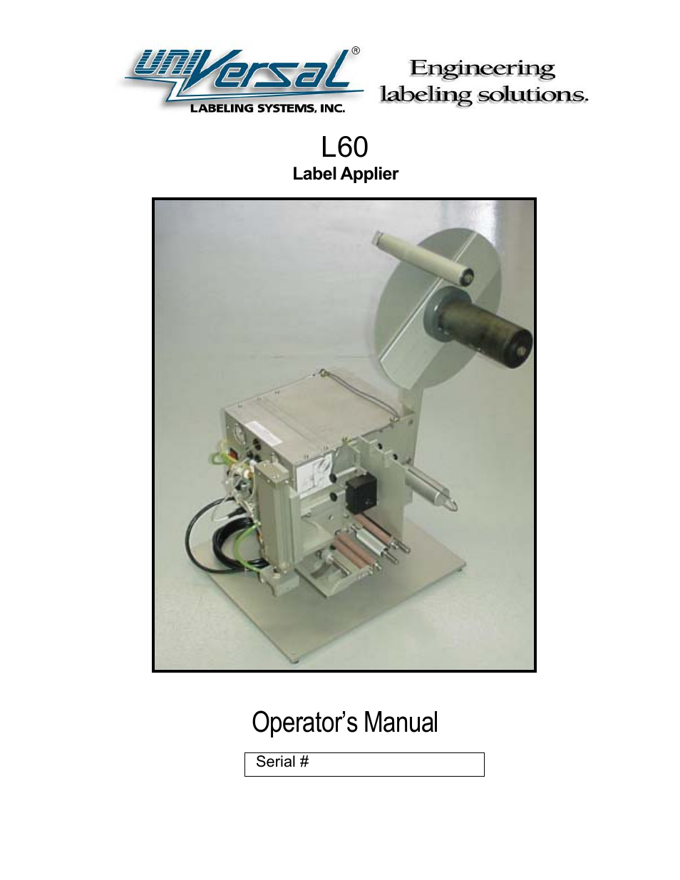 Universal Scheu Company L60 User Manual | 70 pages