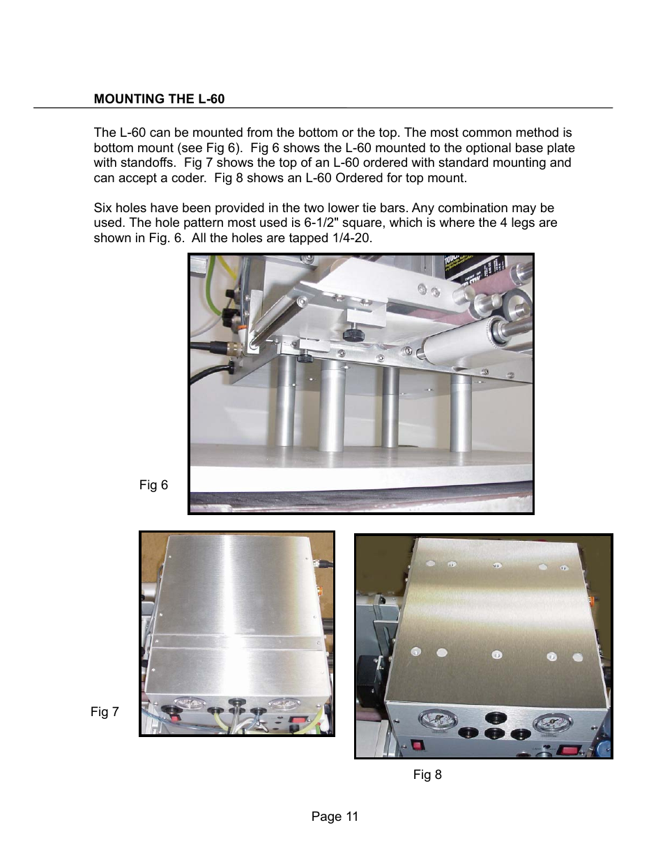 Mounitng the l-60 | Universal Scheu Company L60 User Manual | Page 11 / 70