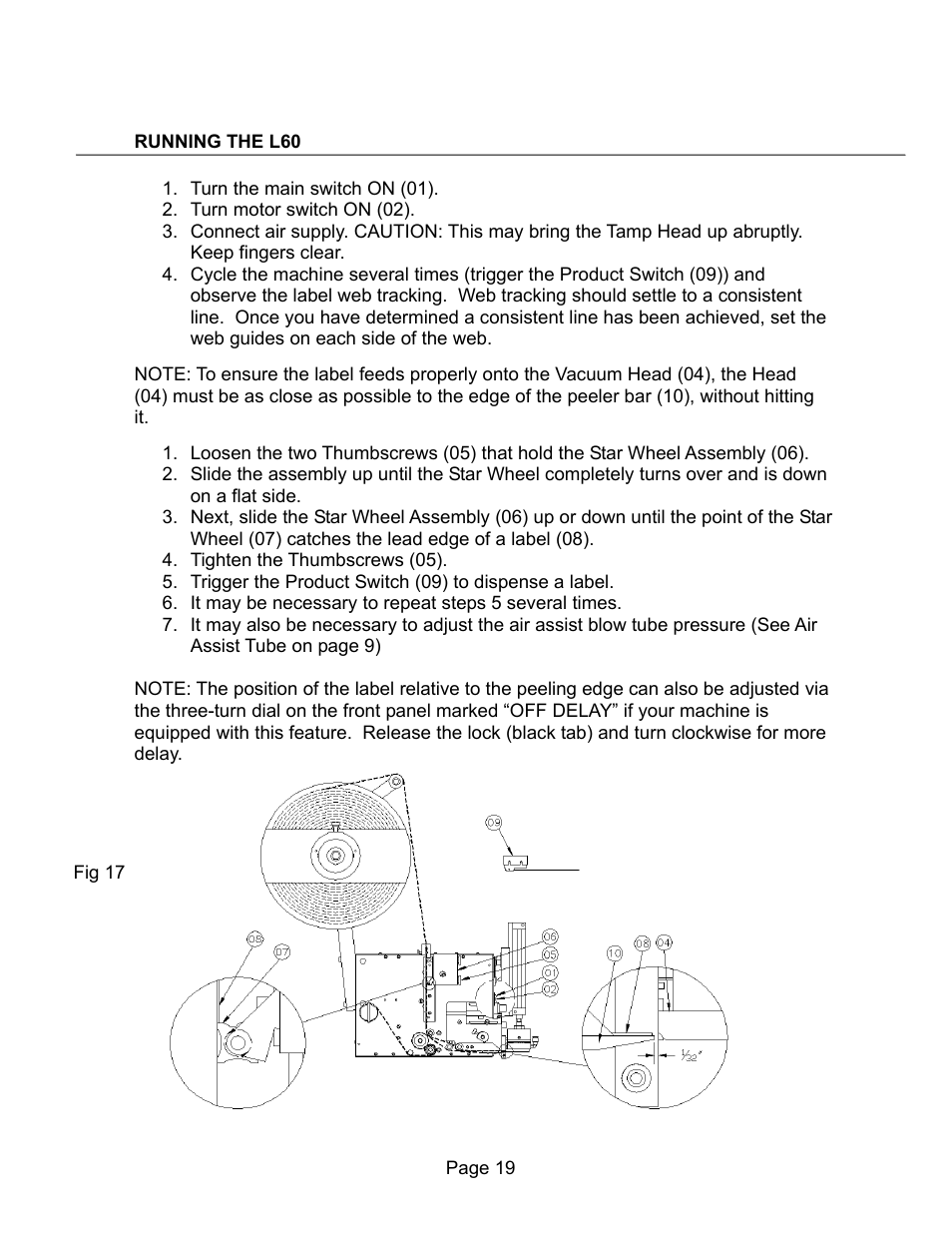 Running the l-60 | Universal Scheu Company L60 User Manual | Page 19 / 70