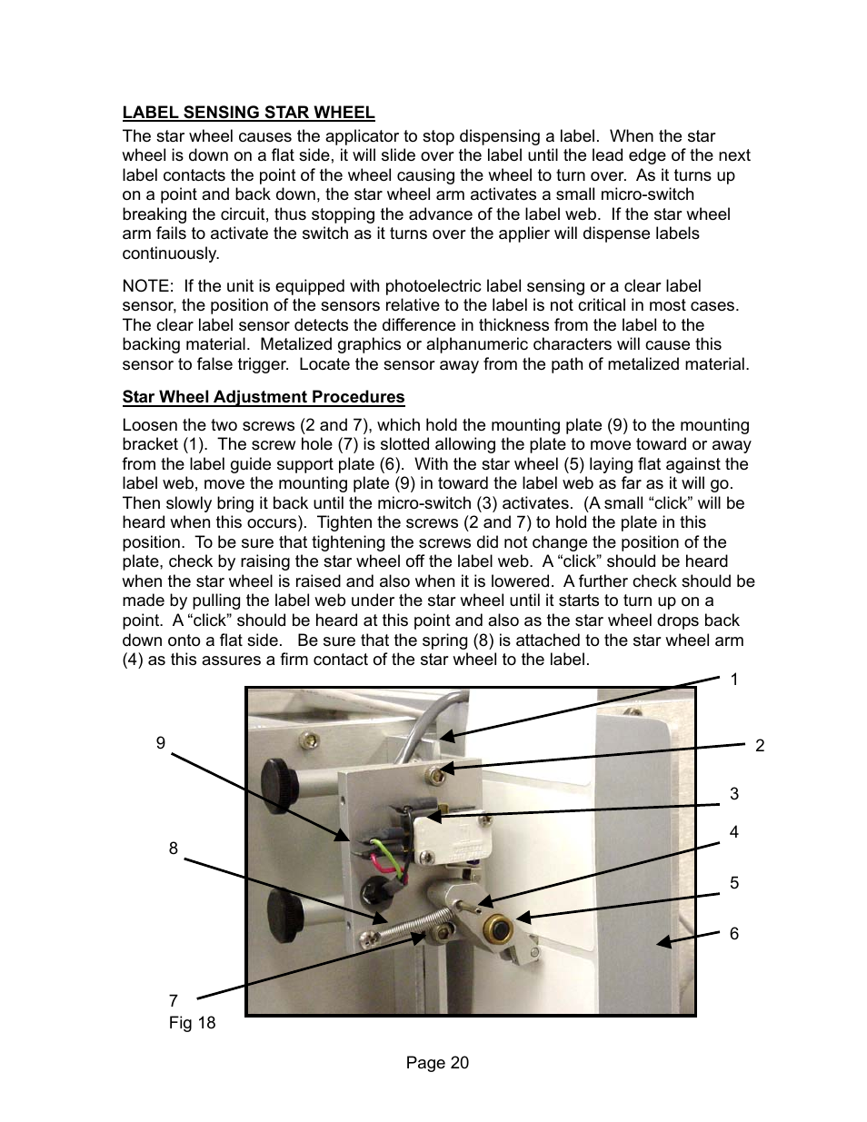 Sensing star wheel | Universal Scheu Company L60 User Manual | Page 20 / 70