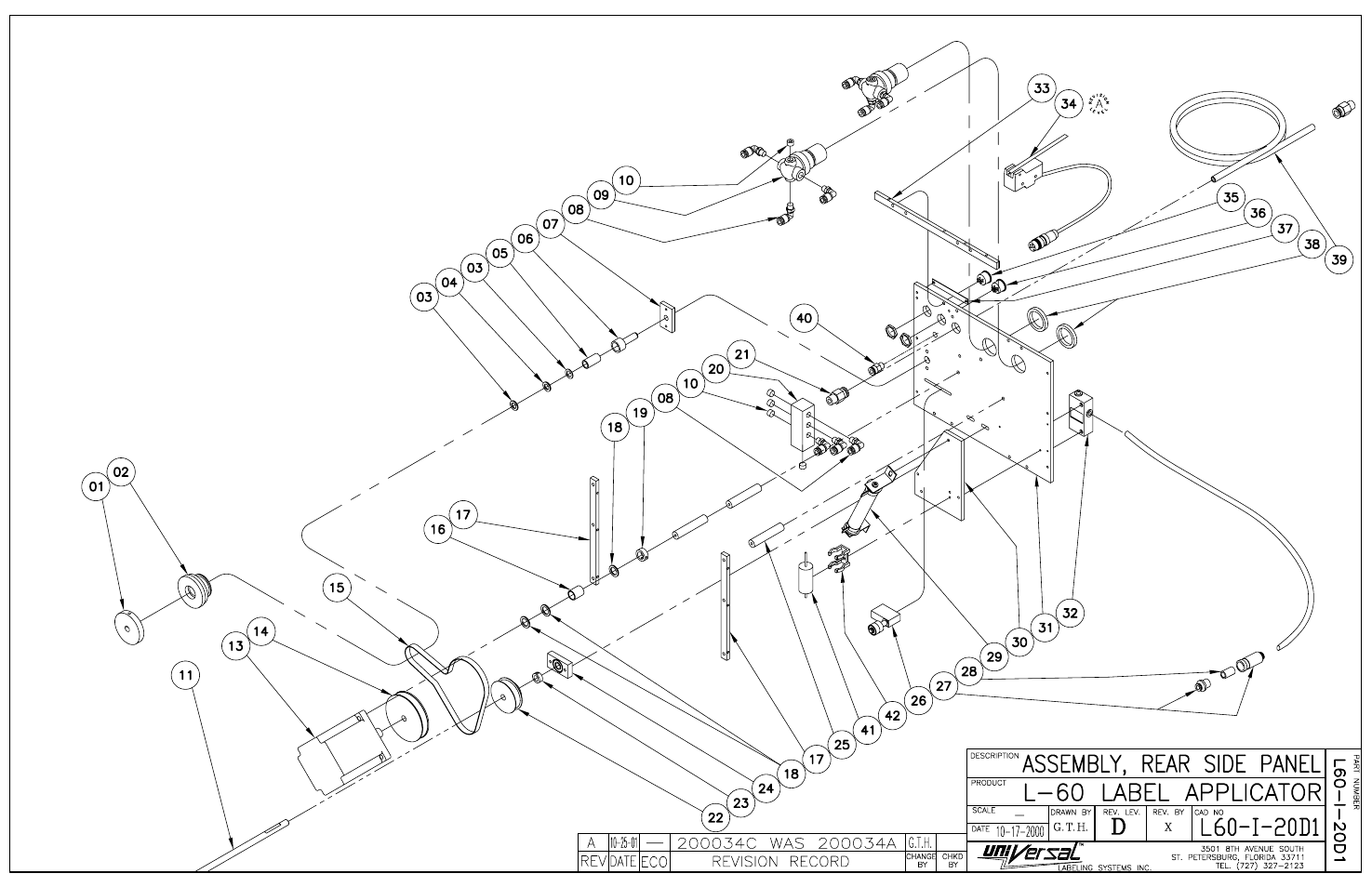 Rear side d1 panel assembly | Universal Scheu Company L60 User Manual | Page 39 / 70