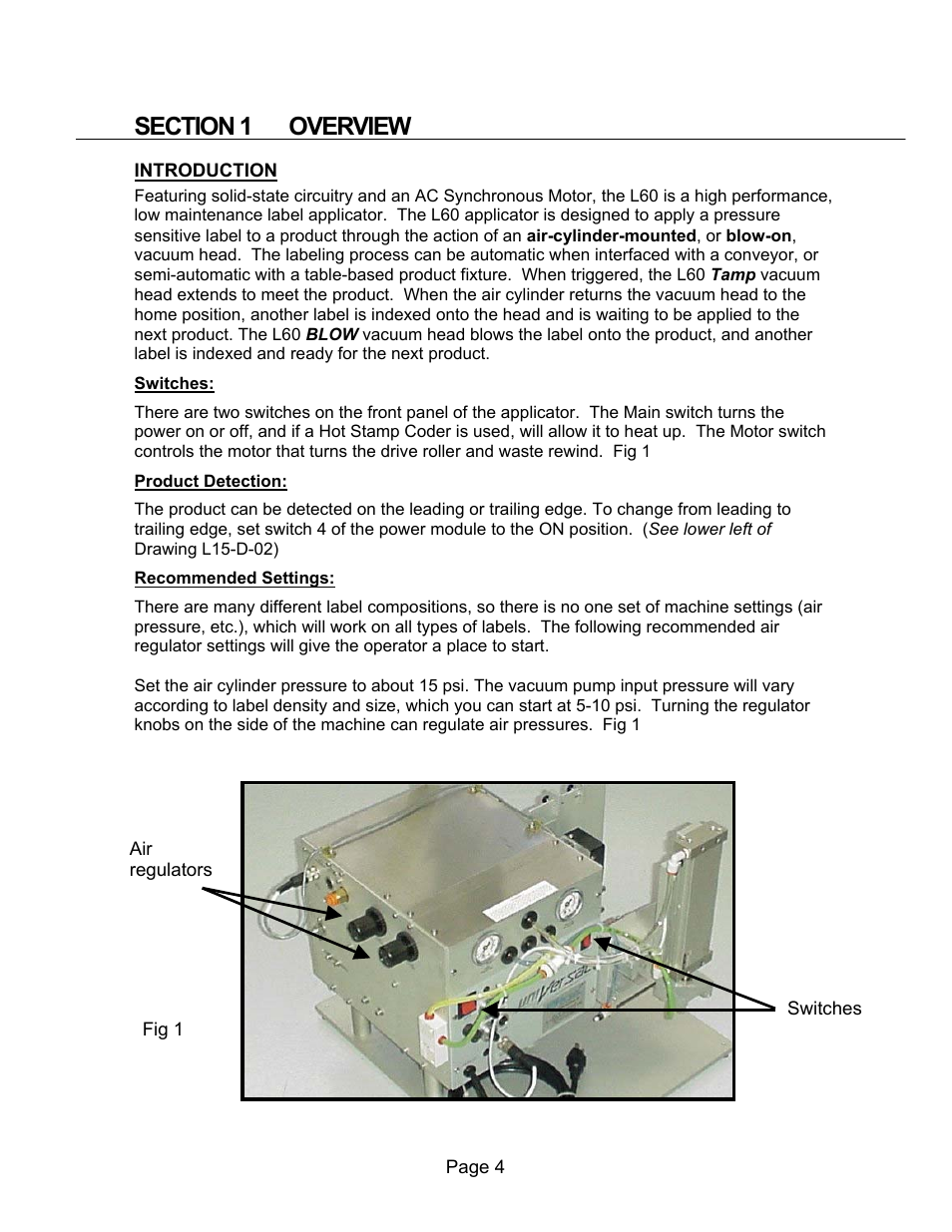 Section 1 overview, Introduction | Universal Scheu Company L60 User Manual | Page 4 / 70