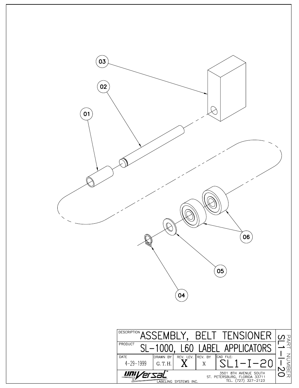 Belt tensioner assembly | Universal Scheu Company L60 User Manual | Page 41 / 70