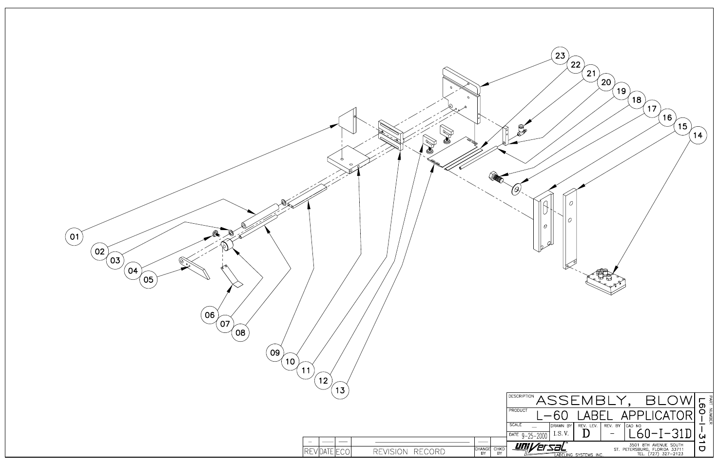 Blow assembly | Universal Scheu Company L60 User Manual | Page 45 / 70