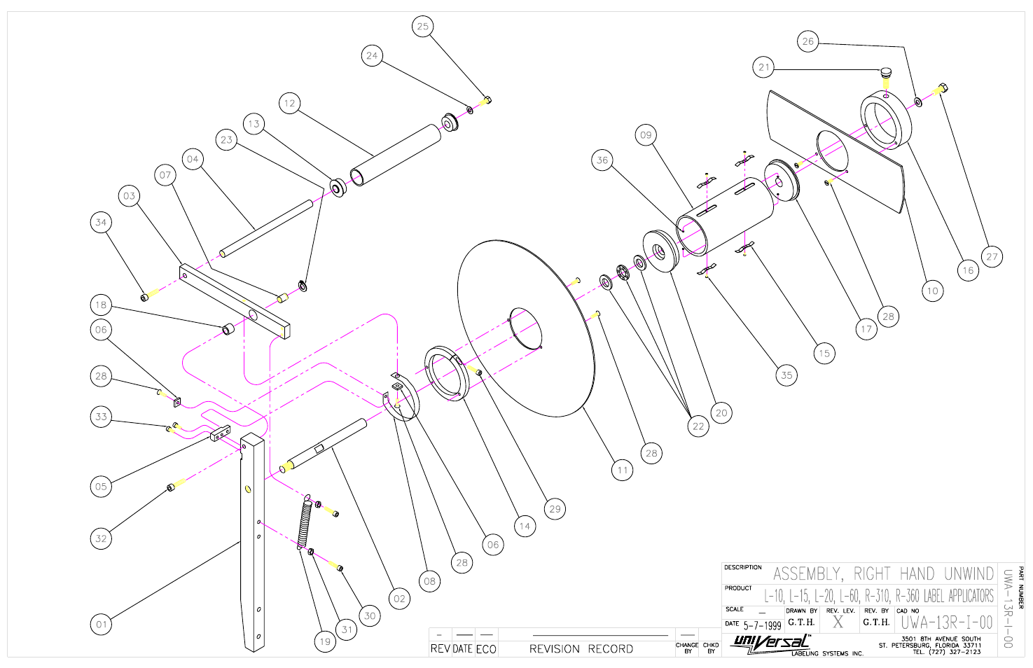Unwind assembly | Universal Scheu Company L60 User Manual | Page 57 / 70