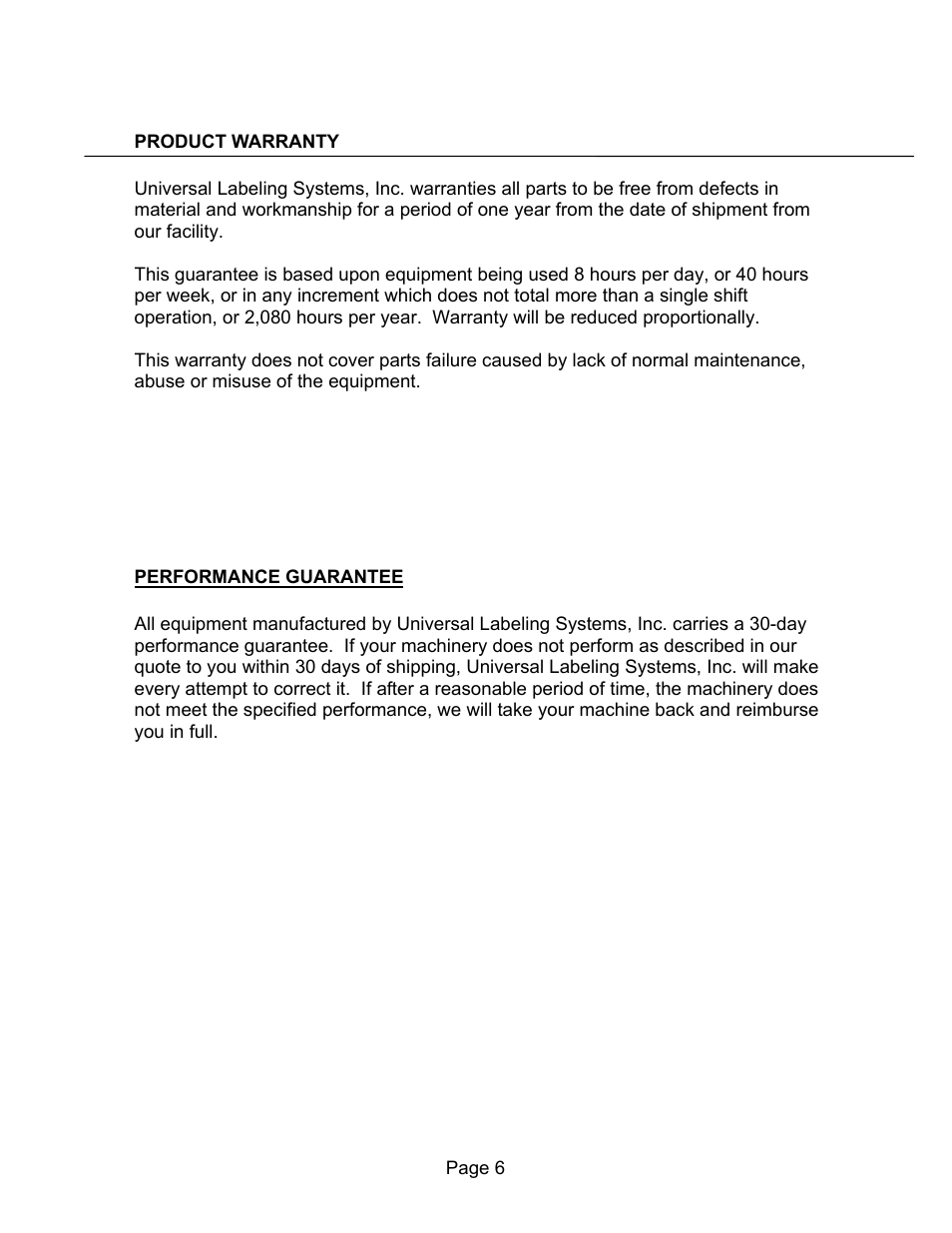 Product warranty | Universal Scheu Company L60 User Manual | Page 6 / 70