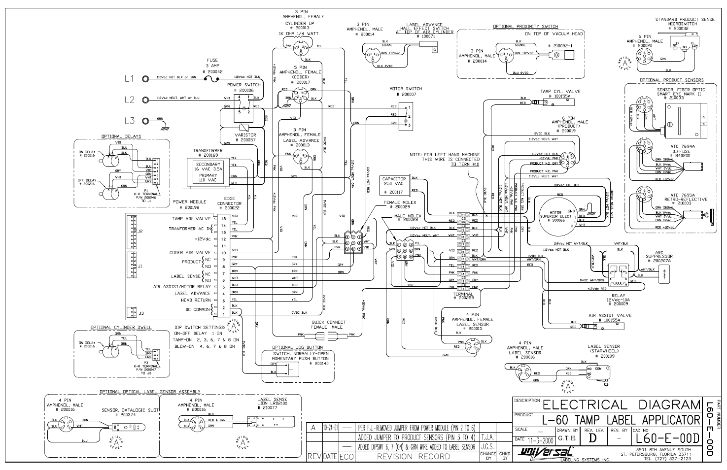 Electrical diagram | Universal Scheu Company L60 User Manual | Page 67 / 70