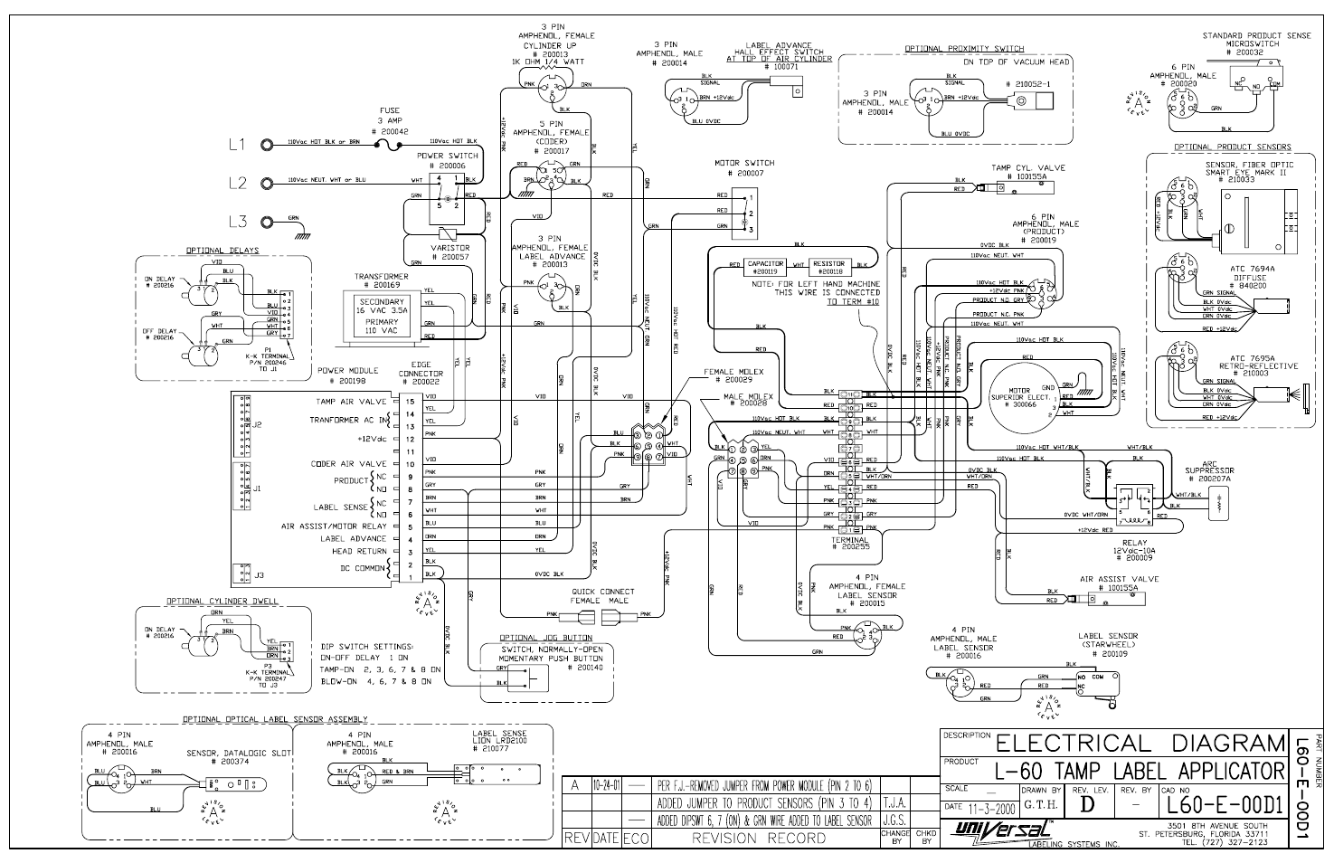 Electrical d1 diagram | Universal Scheu Company L60 User Manual | Page 68 / 70