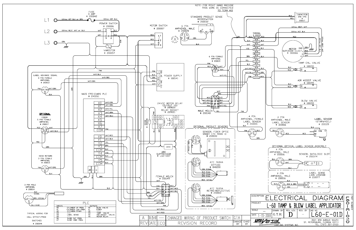 Electrical diagram (plc) | Universal Scheu Company L60 User Manual | Page 69 / 70