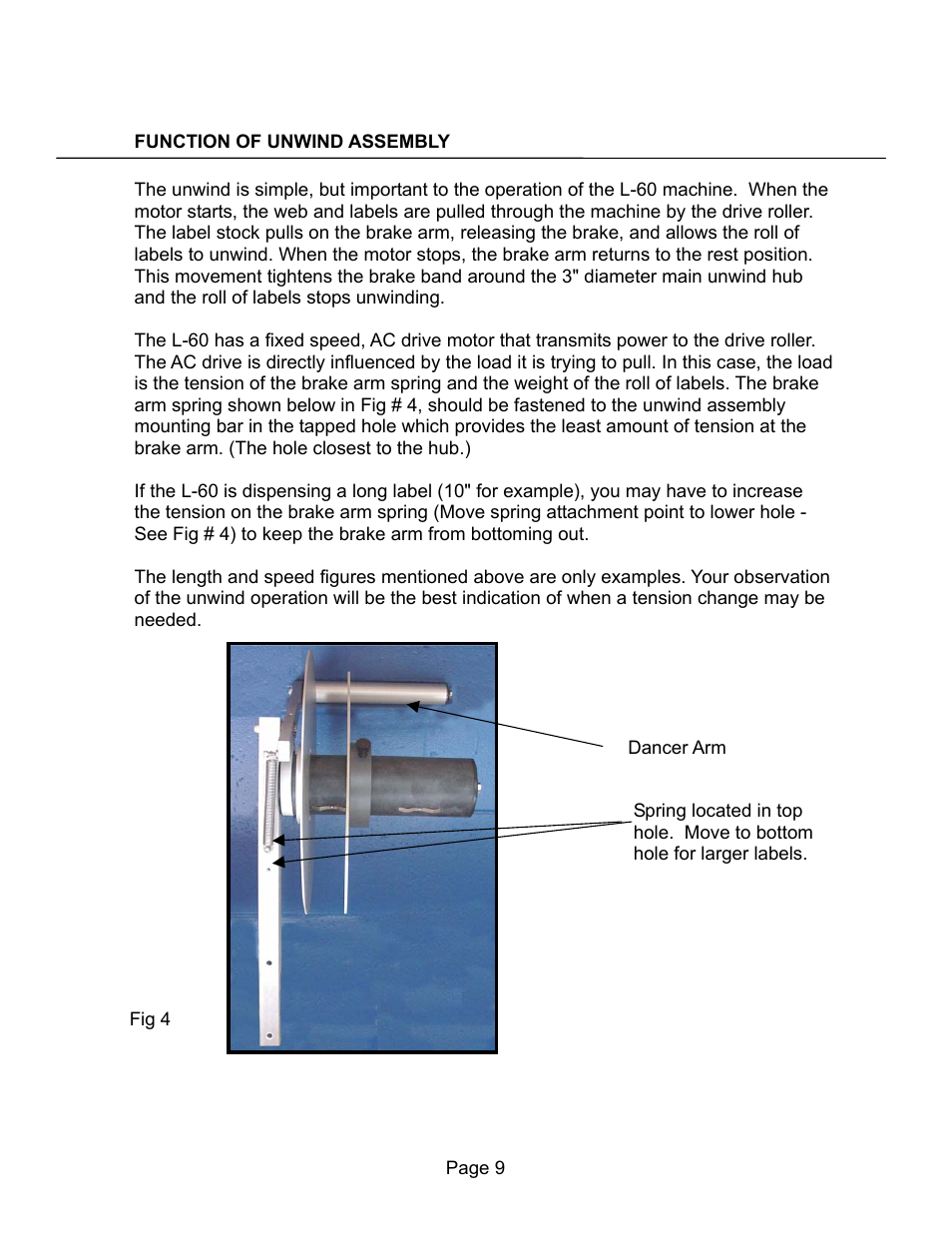 Function of the unwind | Universal Scheu Company L60 User Manual | Page 9 / 70