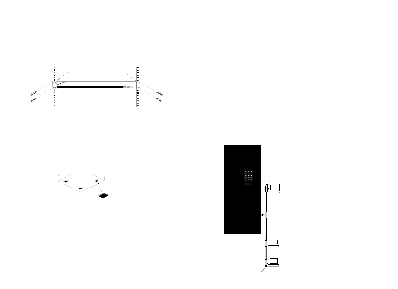 Connecting cable to sic and rj-45 connectors, Installing model 1005 repeater hub, Bnc connector/10base2 connection | Universal Scheu Company 1005 User Manual | Page 12 / 12
