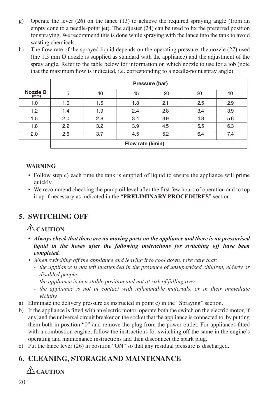 Switching off, Cleaning, storage and maintenance | Unigreen Trolleys and Barrows User Manual | Page 20 / 28