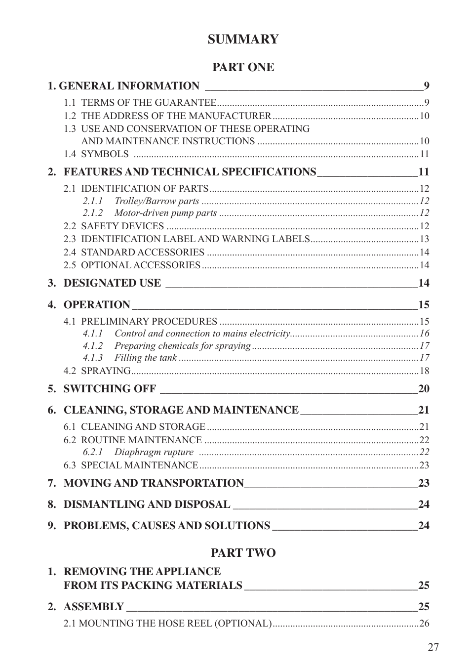 Summary | Unigreen Trolleys and Barrows User Manual | Page 27 / 28
