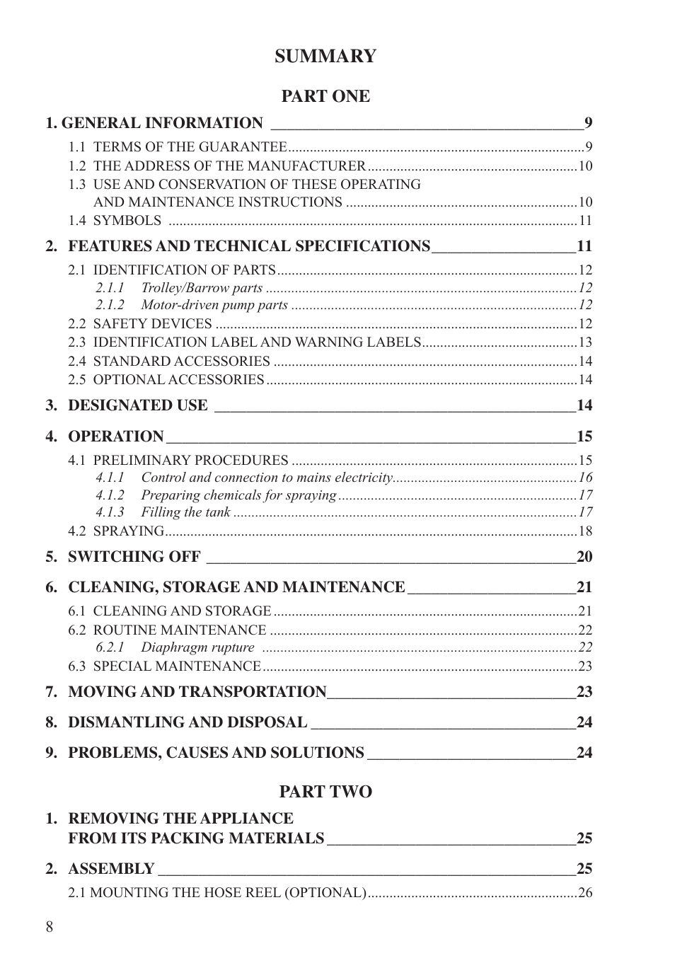Summary | Unigreen Trolleys and Barrows User Manual | Page 8 / 28