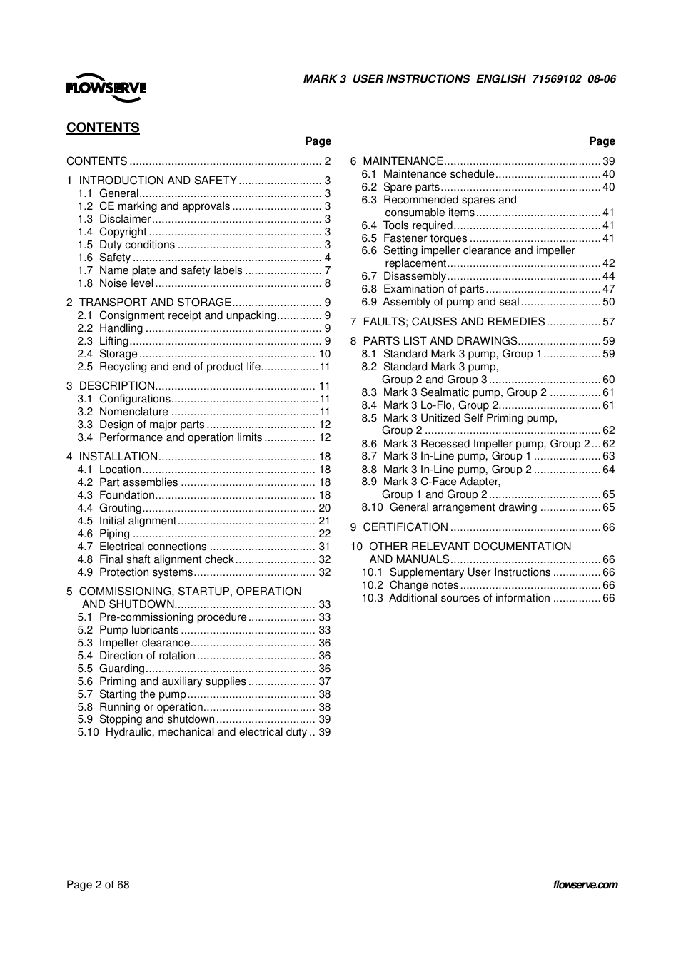 UNIREX Pump User Manual | Page 2 / 68