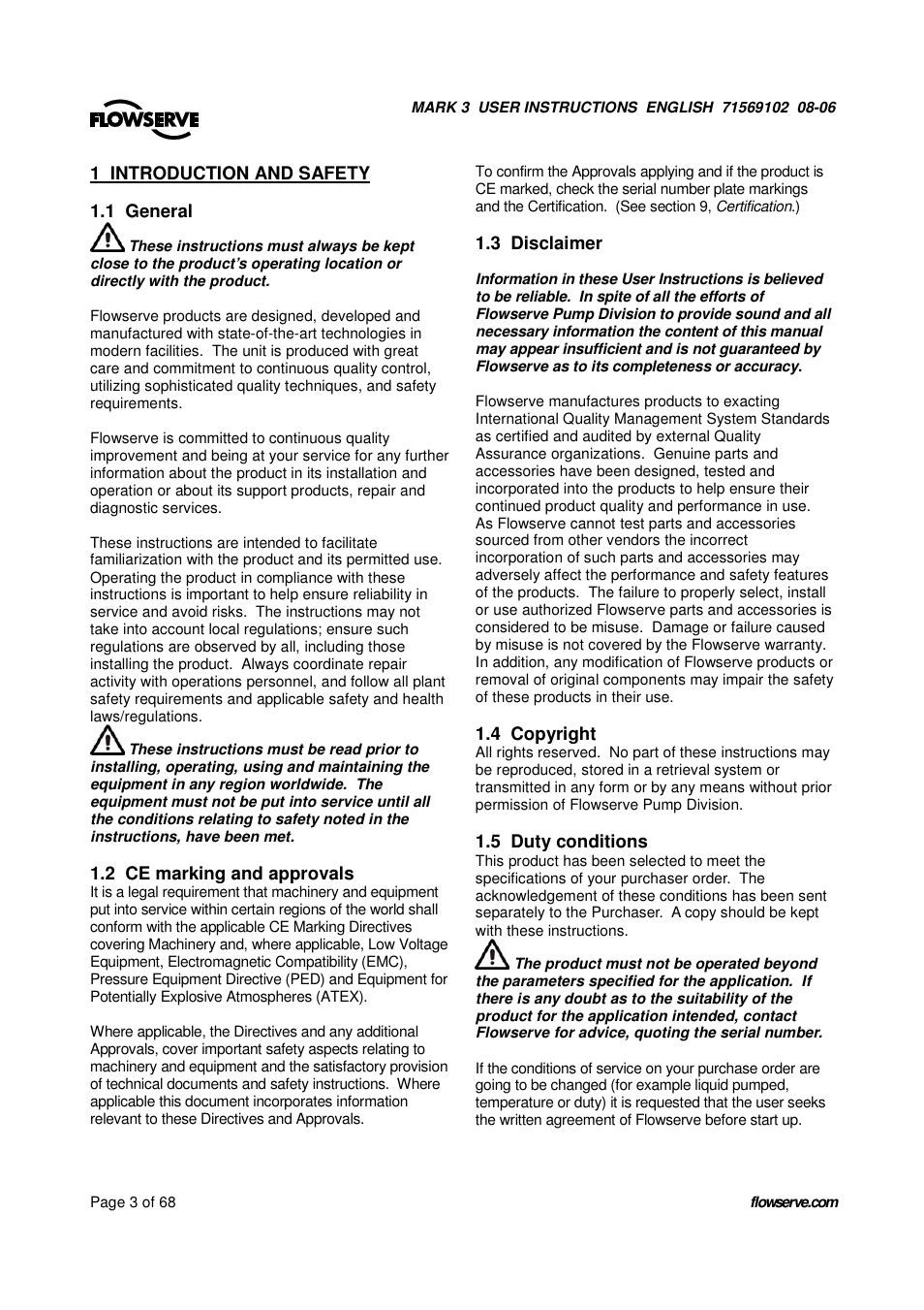 UNIREX Pump User Manual | Page 3 / 68