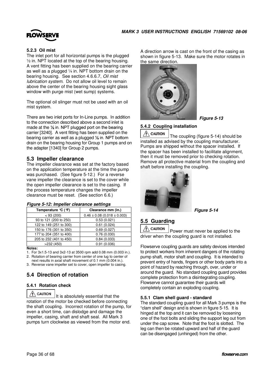 3 impeller clearance, 4 direction of rotation, 5 guarding | UNIREX Pump User Manual | Page 36 / 68