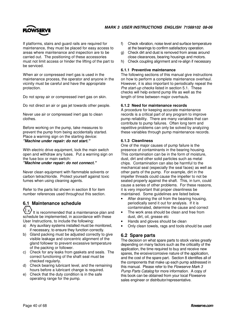 UNIREX Pump User Manual | Page 40 / 68