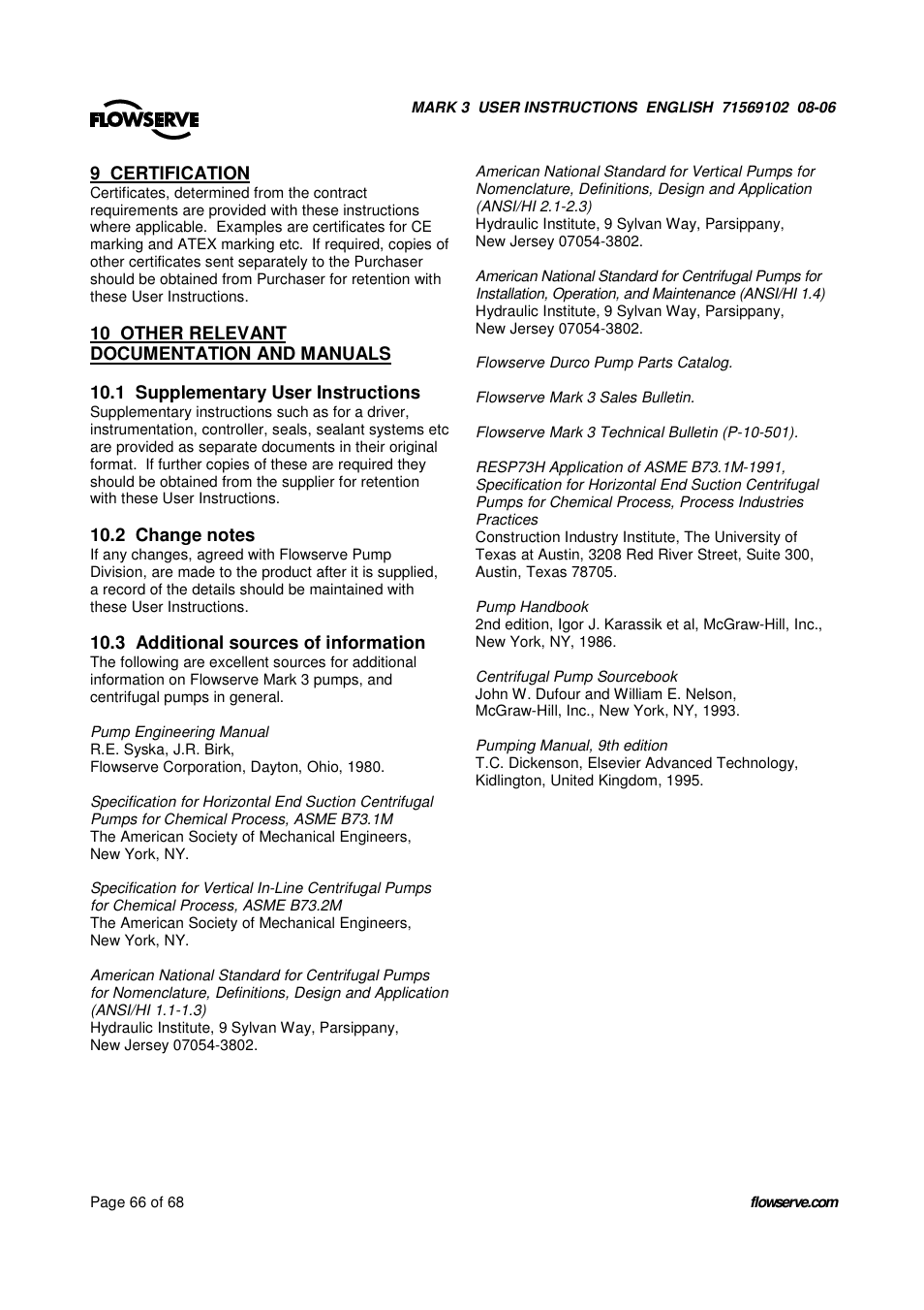 UNIREX Pump User Manual | Page 66 / 68