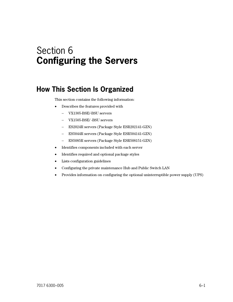 Section 6. configuring the servers, How this section is organized, Section 6 | Configuring the servers | Unisys NX5820 User Manual | Page 107 / 176