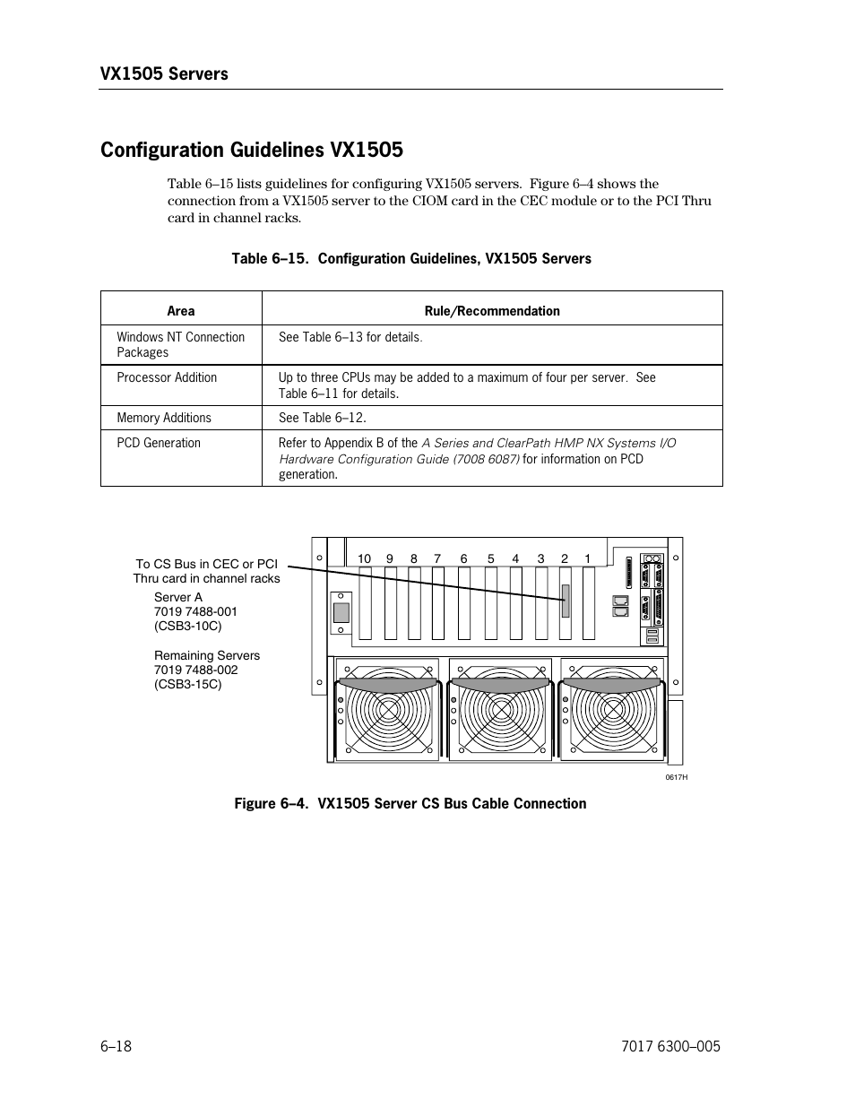 Configuration guidelines vx1505, Vx1505 server cs bus cable connection, Configuration guidelines, vx1505 servers | Vx1505 servers | Unisys NX5820 User Manual | Page 124 / 176
