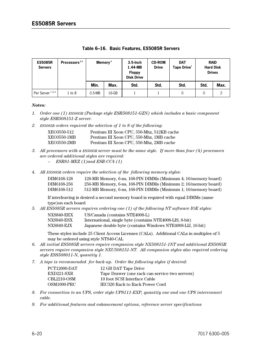 Basic features, es5085r servers, Es5085r servers | Unisys NX5820 User Manual | Page 126 / 176