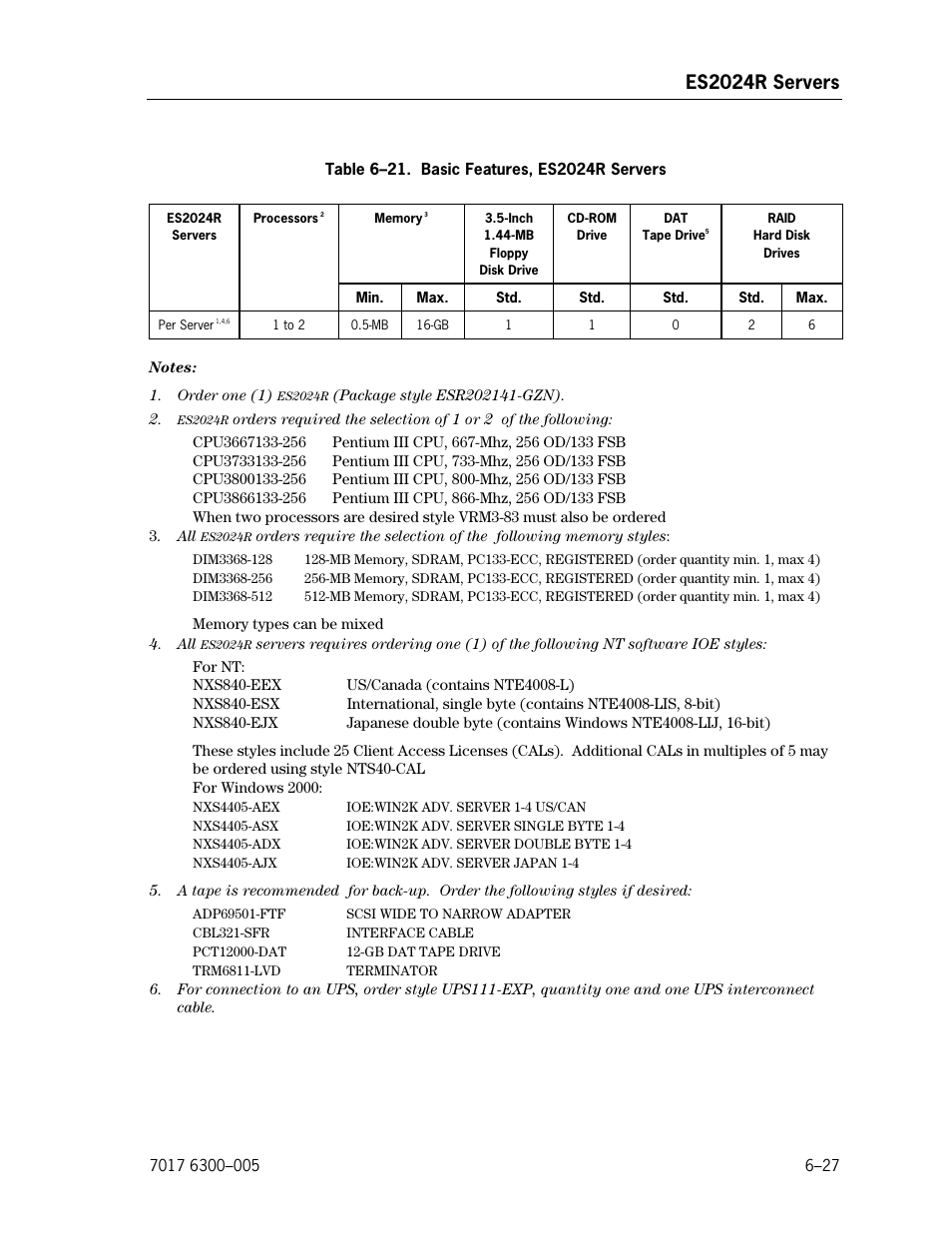 Basic features, es2024r servers, Es2024r servers | Unisys NX5820 User Manual | Page 133 / 176