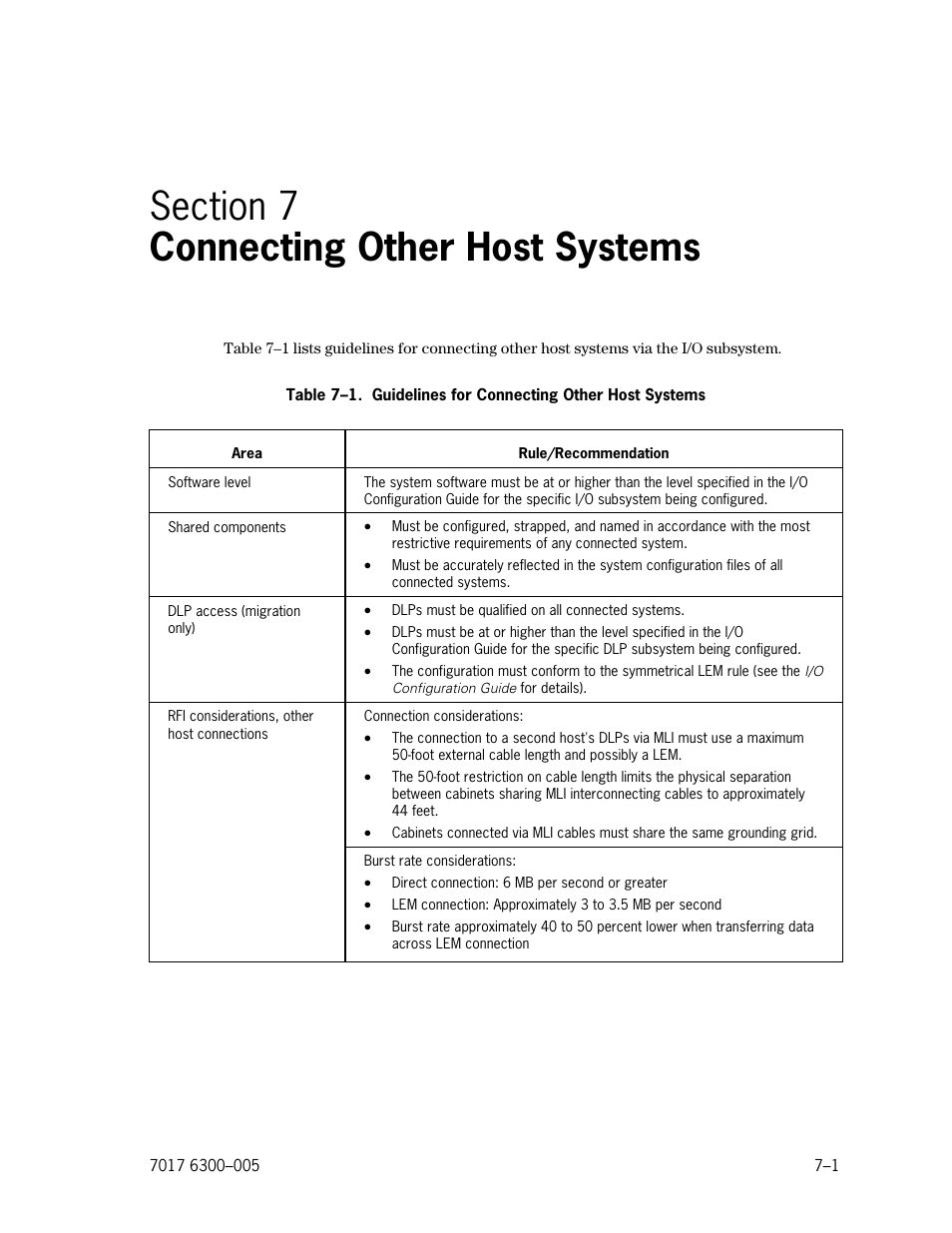 Section 7. connecting other host systems, Section 7, Connecting other host systems | Guidelines for connecting other host systems | Unisys NX5820 User Manual | Page 163 / 176