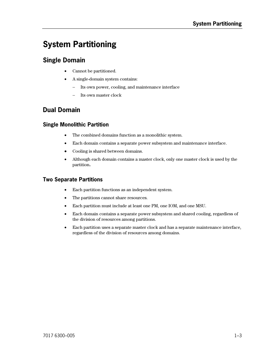 System partitioning, Single domain, Dual domain | Single monolithic partition, Two separate partitions | Unisys NX5820 User Manual | Page 23 / 176