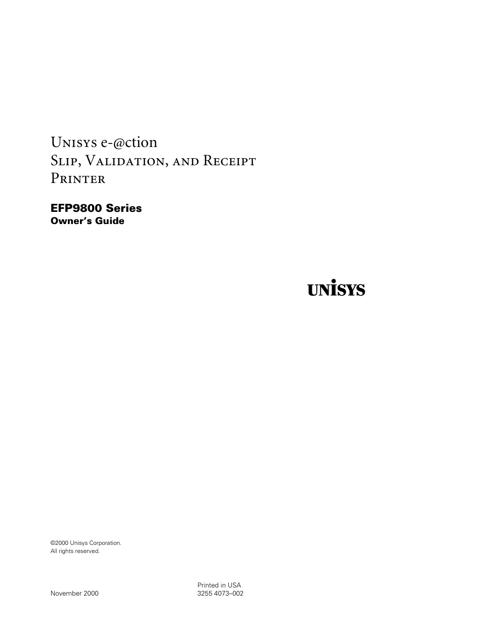 Unisys E-@CTION EFP9800 User Manual | 268 pages
