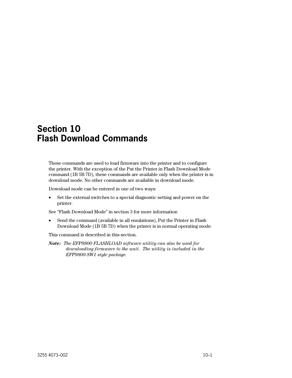 Section 10. flash download commands, Section 10 flash download commands | Unisys E-@CTION EFP9800 User Manual | Page 229 / 268