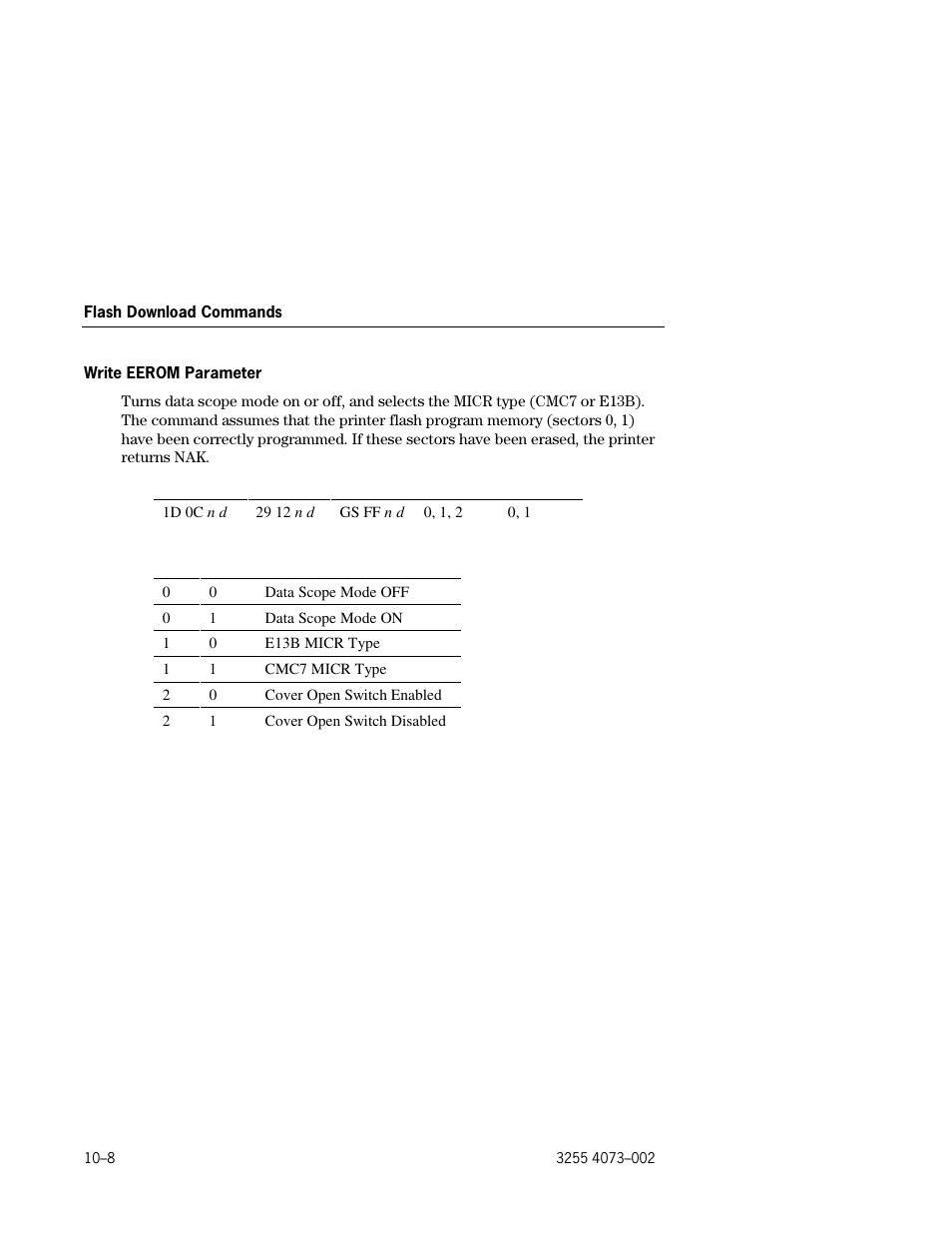 Write eerom parameter –8 | Unisys E-@CTION EFP9800 User Manual | Page 236 / 268