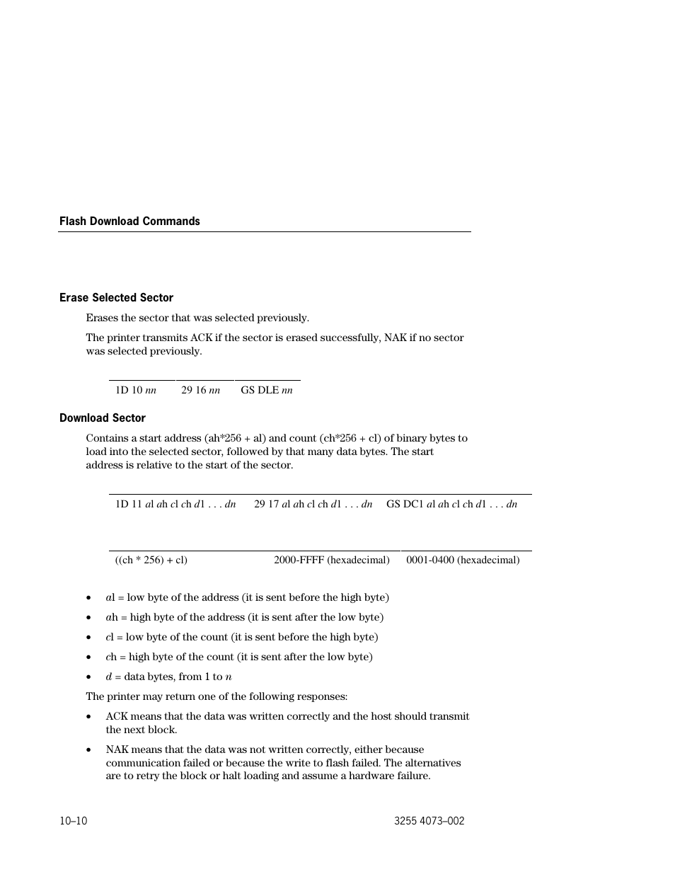 Erase selected sector –10, Download sector –10 | Unisys E-@CTION EFP9800 User Manual | Page 238 / 268