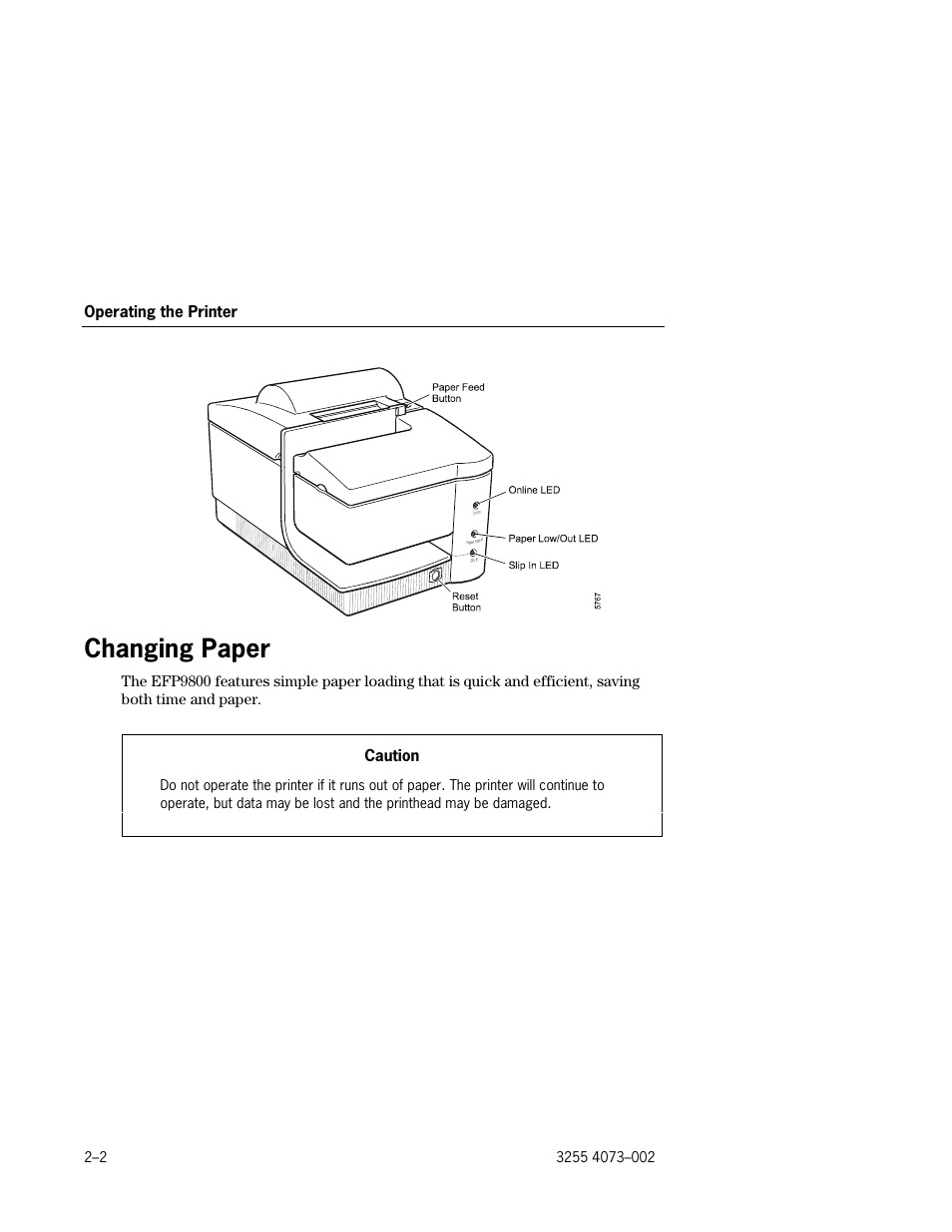 Changing paper, Changing paper –2 | Unisys E-@CTION EFP9800 User Manual | Page 24 / 268