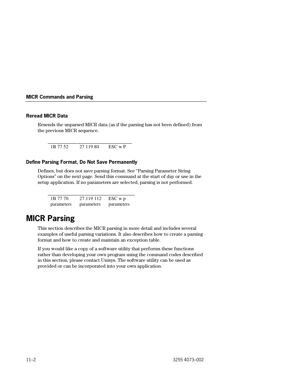 Micr parsing, Reread micr data –2, Micr parsing –2 | Unisys E-@CTION EFP9800 User Manual | Page 242 / 268