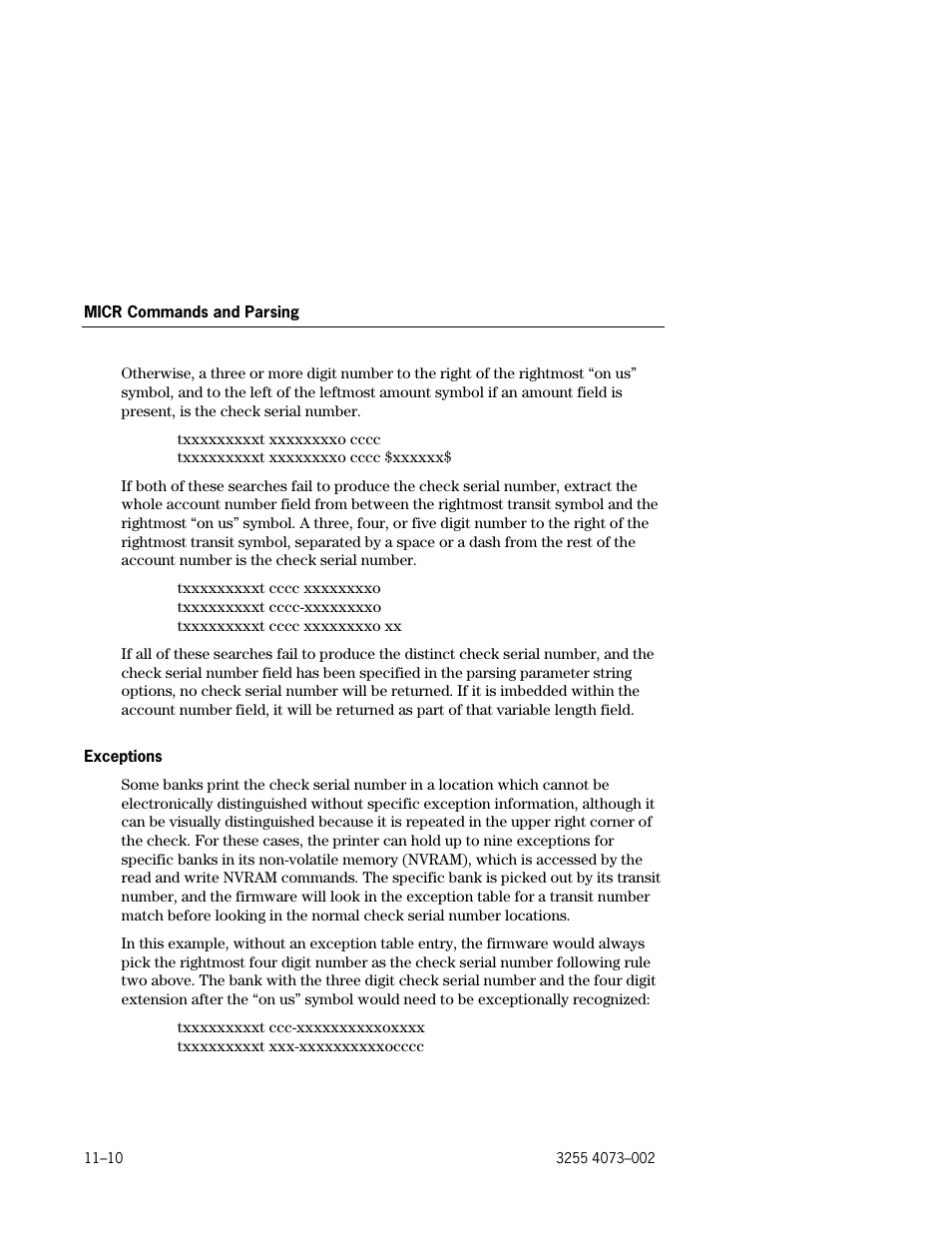 Exceptions –10 | Unisys E-@CTION EFP9800 User Manual | Page 250 / 268