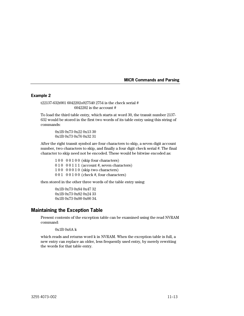 Maintaining the exception table, Example 2 –13, Maintaining the exception table –13 | Unisys E-@CTION EFP9800 User Manual | Page 253 / 268