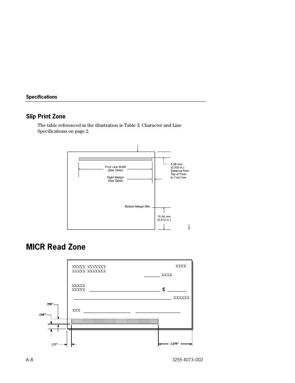 Slip print zone, Micr read zone | Unisys E-@CTION EFP9800 User Manual | Page 262 / 268