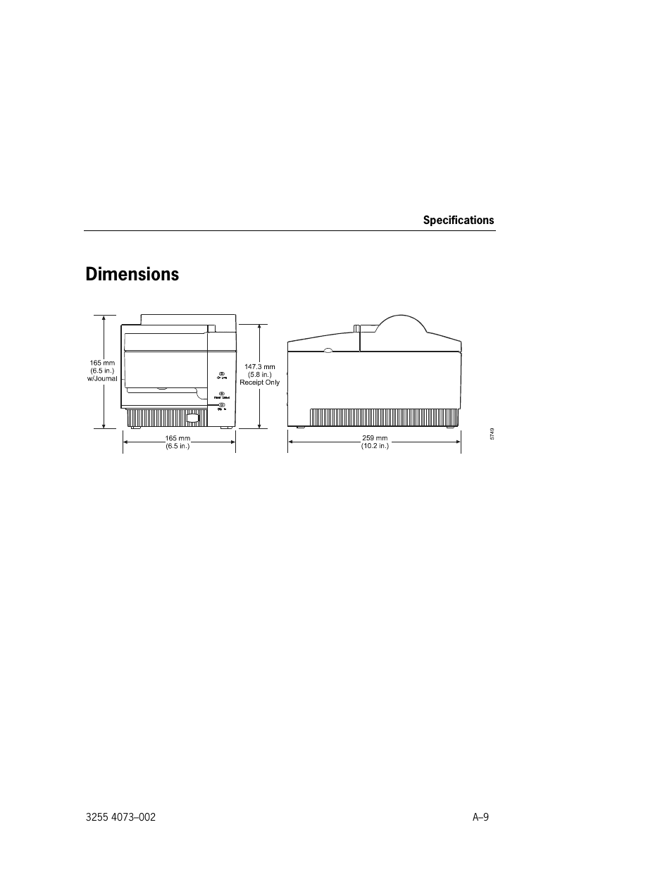 Dimensions | Unisys E-@CTION EFP9800 User Manual | Page 263 / 268