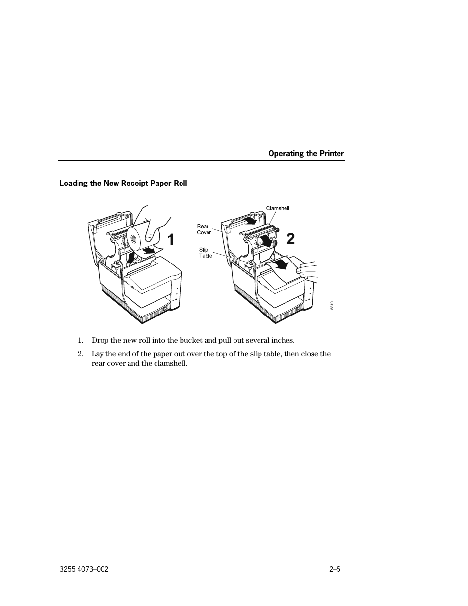 Loading the new receipt paper roll –5 | Unisys E-@CTION EFP9800 User Manual | Page 27 / 268