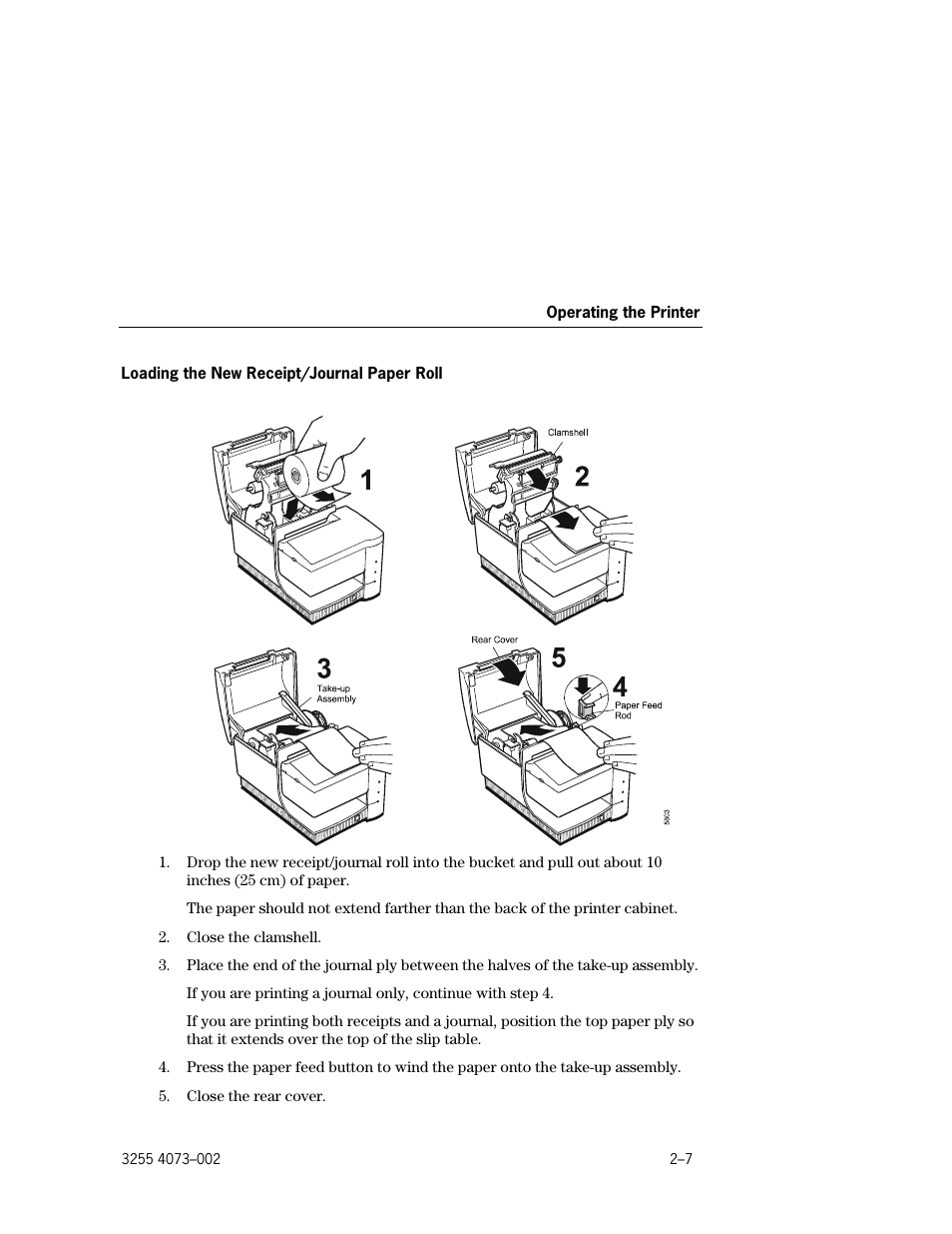Loading the new receipt/journal paper roll –7 | Unisys E-@CTION EFP9800 User Manual | Page 29 / 268