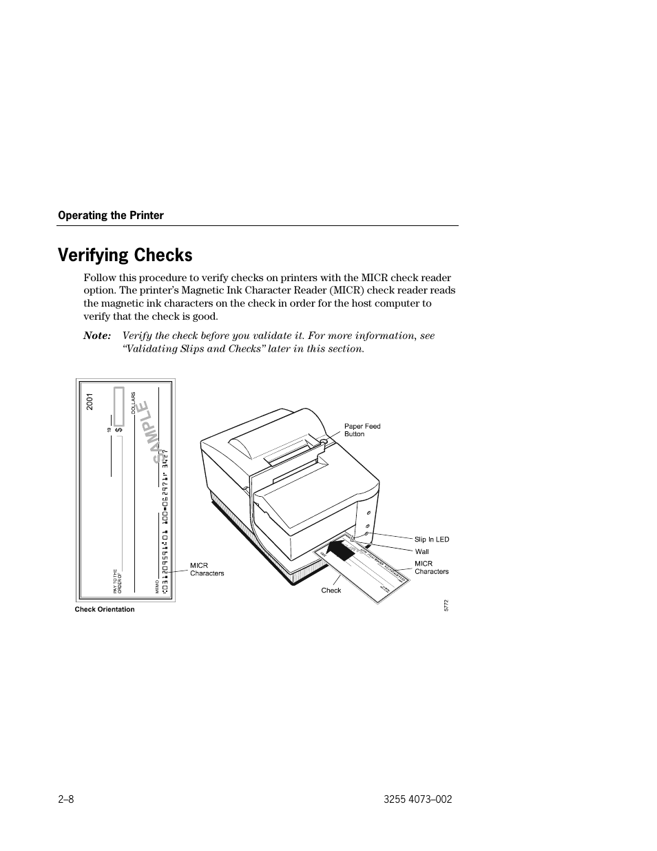 Verifying checks, Verifying checks –8 | Unisys E-@CTION EFP9800 User Manual | Page 30 / 268