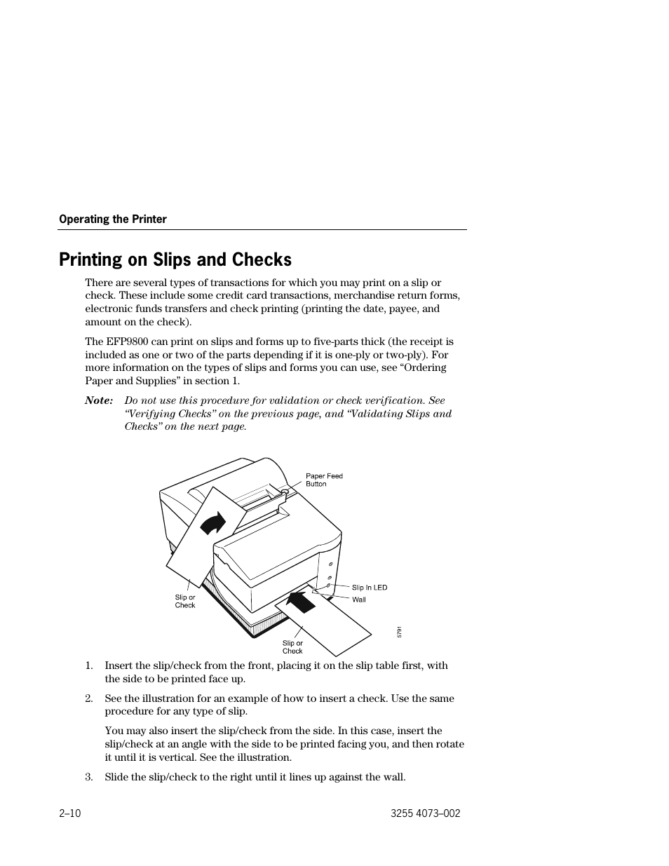 Printing on slips and checks | Unisys E-@CTION EFP9800 User Manual | Page 32 / 268