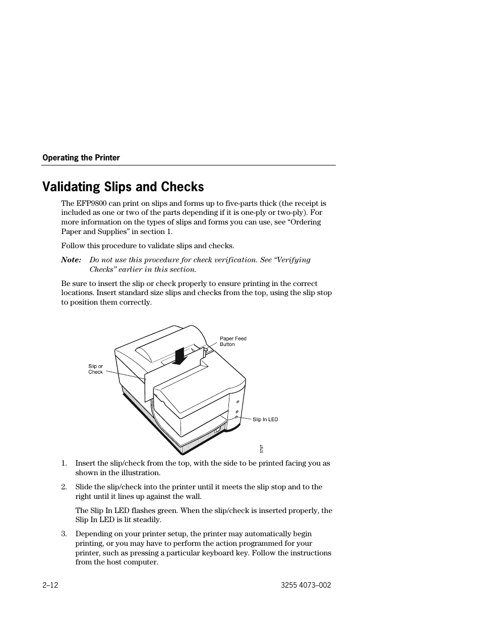 Validating slips and checks | Unisys E-@CTION EFP9800 User Manual | Page 34 / 268