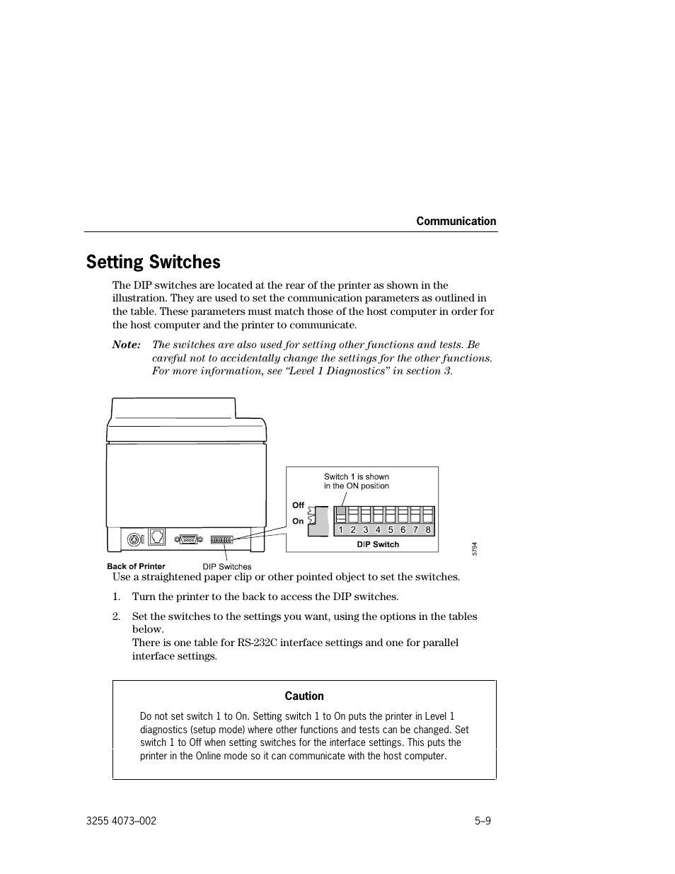 Setting switches, Cash drawer connector pin assignments –9 | Unisys E-@CTION EFP9800 User Manual | Page 89 / 268