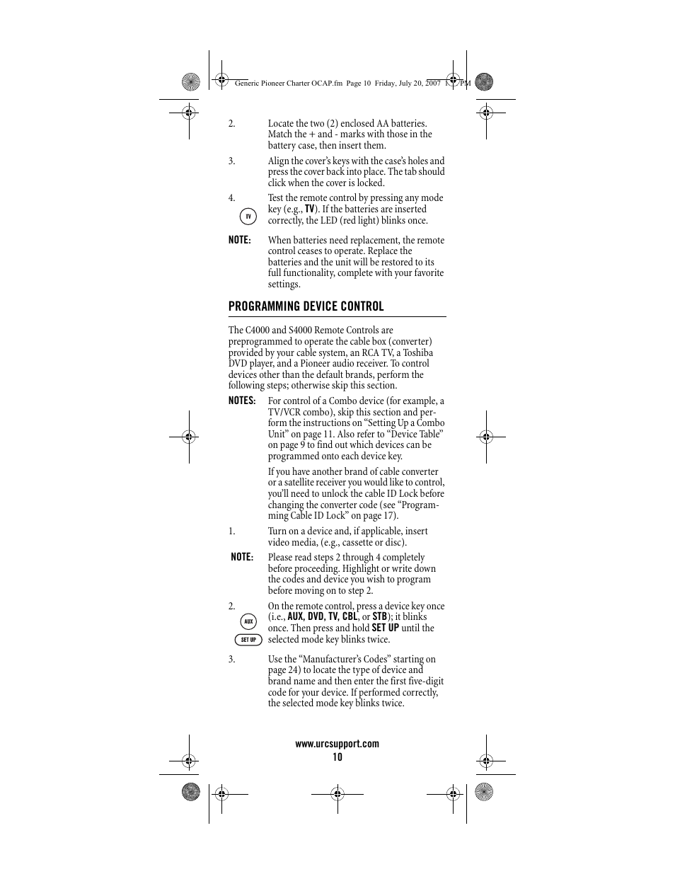 Universal Electronics Charter S4000 User Manual | Page 10 / 48