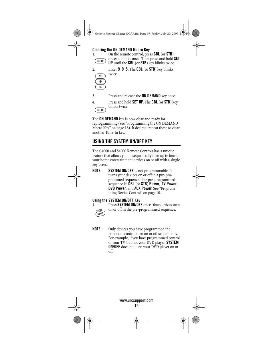 Universal Electronics Charter S4000 User Manual | Page 19 / 48